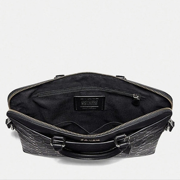 1 left COACH Embossed Signature Leather Atache Bag Briefcase Laptop Computer Bag - Picture 3 of 12